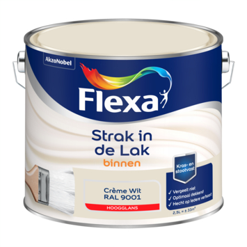 Flexa Strak in de Lak binnenlak hoogglans RAL 9001 crème wit 2,5 liter