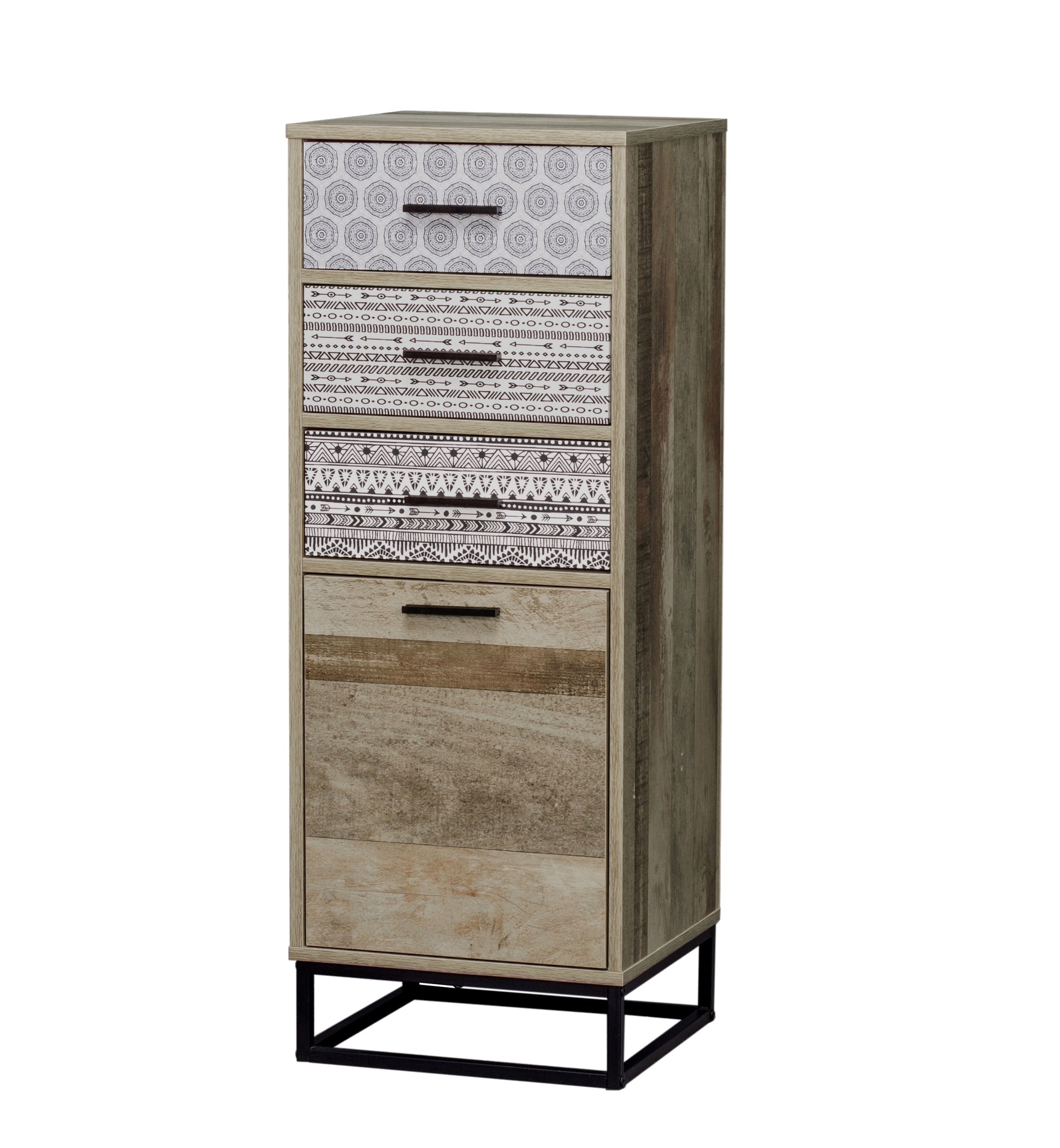 Kommode 39,5 x 106 cm natur/Dekorfolie grau gemustert