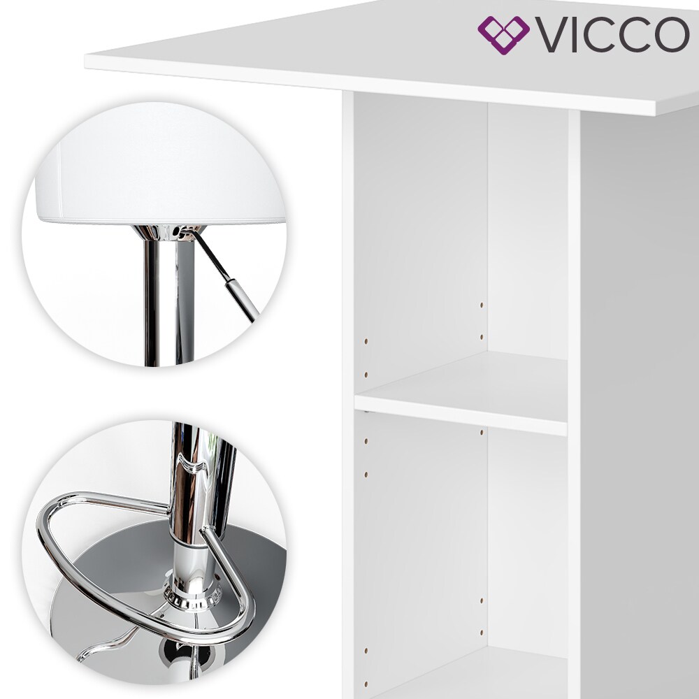 VICCO Bartisch Bar Weiß Beton Bartresen Stehtisch Tresentisch Bistrotisch Küche inkl. Barhocker