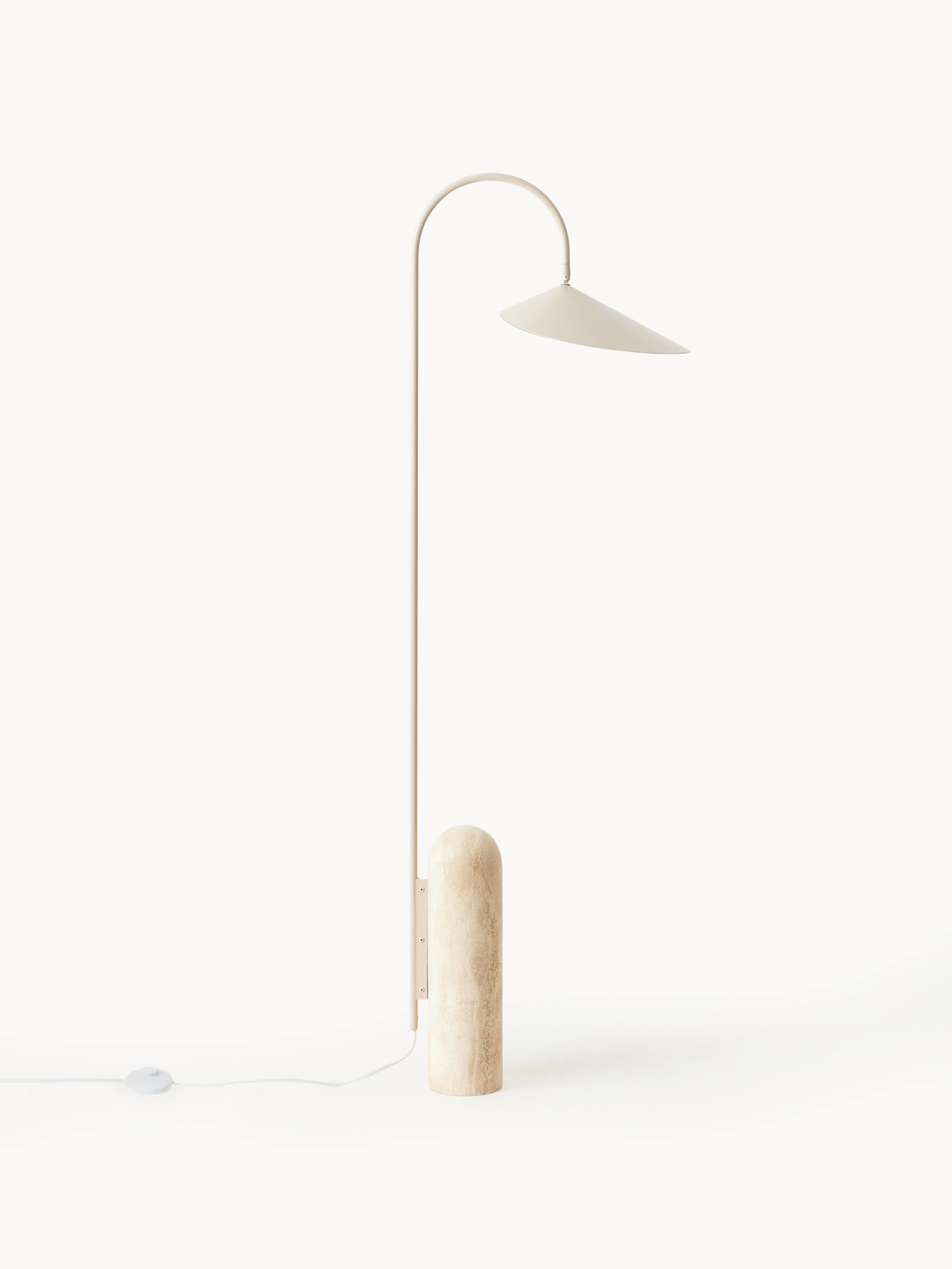 Vloerlamp Arum met travertin voet, verstelbaar