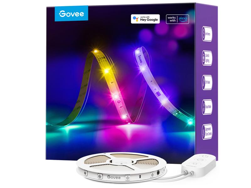 Govee LED Stripe Basic, 5 m, RGBIC, Wi-Fi   Bluetooth LED-Lichtleisten