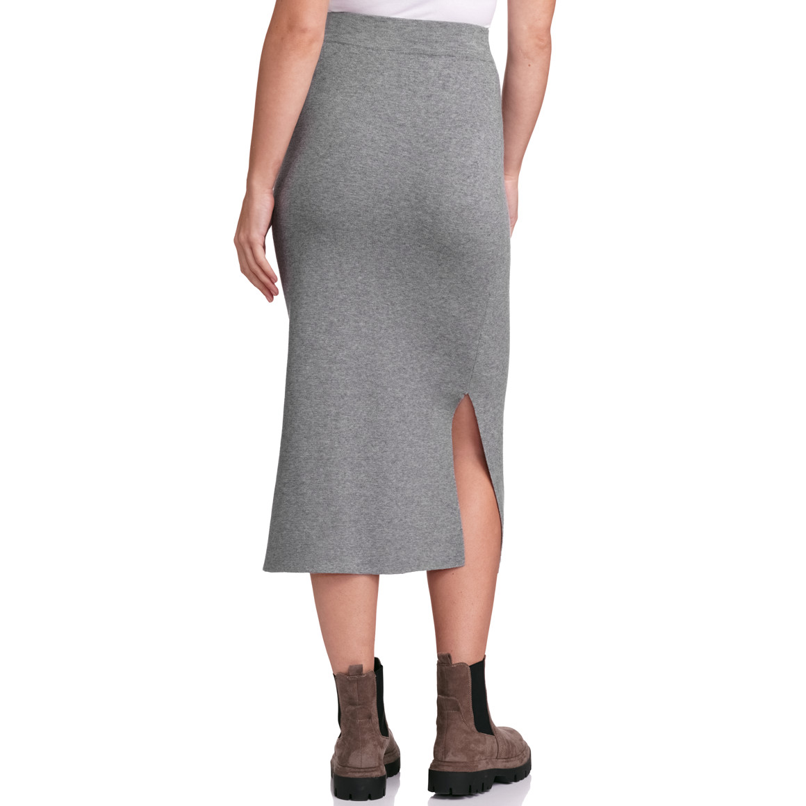 Damen Strickrock in Melange-Optik grau