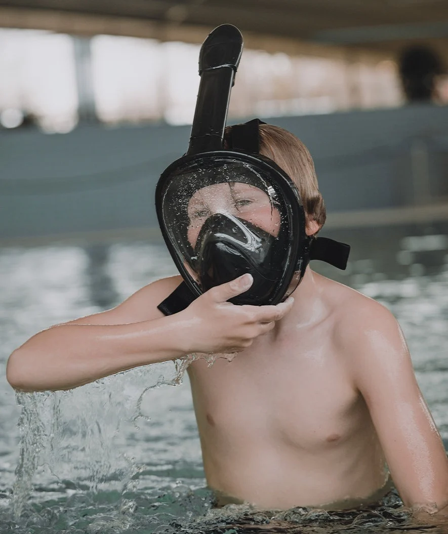 Watery fullface dykkermaske til børn - Oxygen - Sort