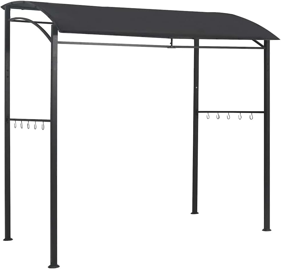 vidaXL BBQ Pavillon 10 Haken Witterungsbeständig Grillpavillon Grillzelt Grillüberdachung Grill Zelt Dach Überdachung 215x150x220cm Anthrazit Stahl