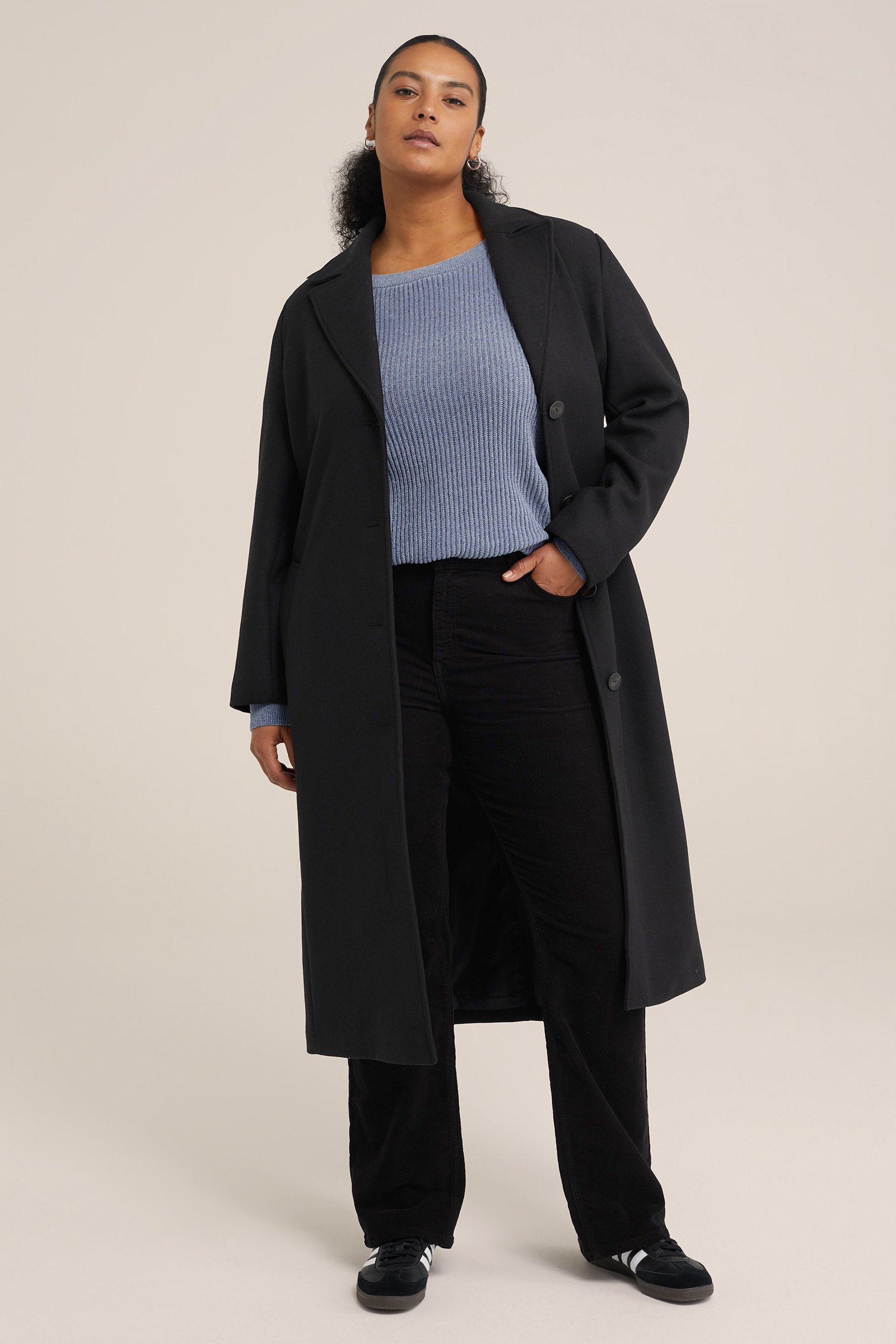 corduroy flared broek - Curve WE Fashion Zwart