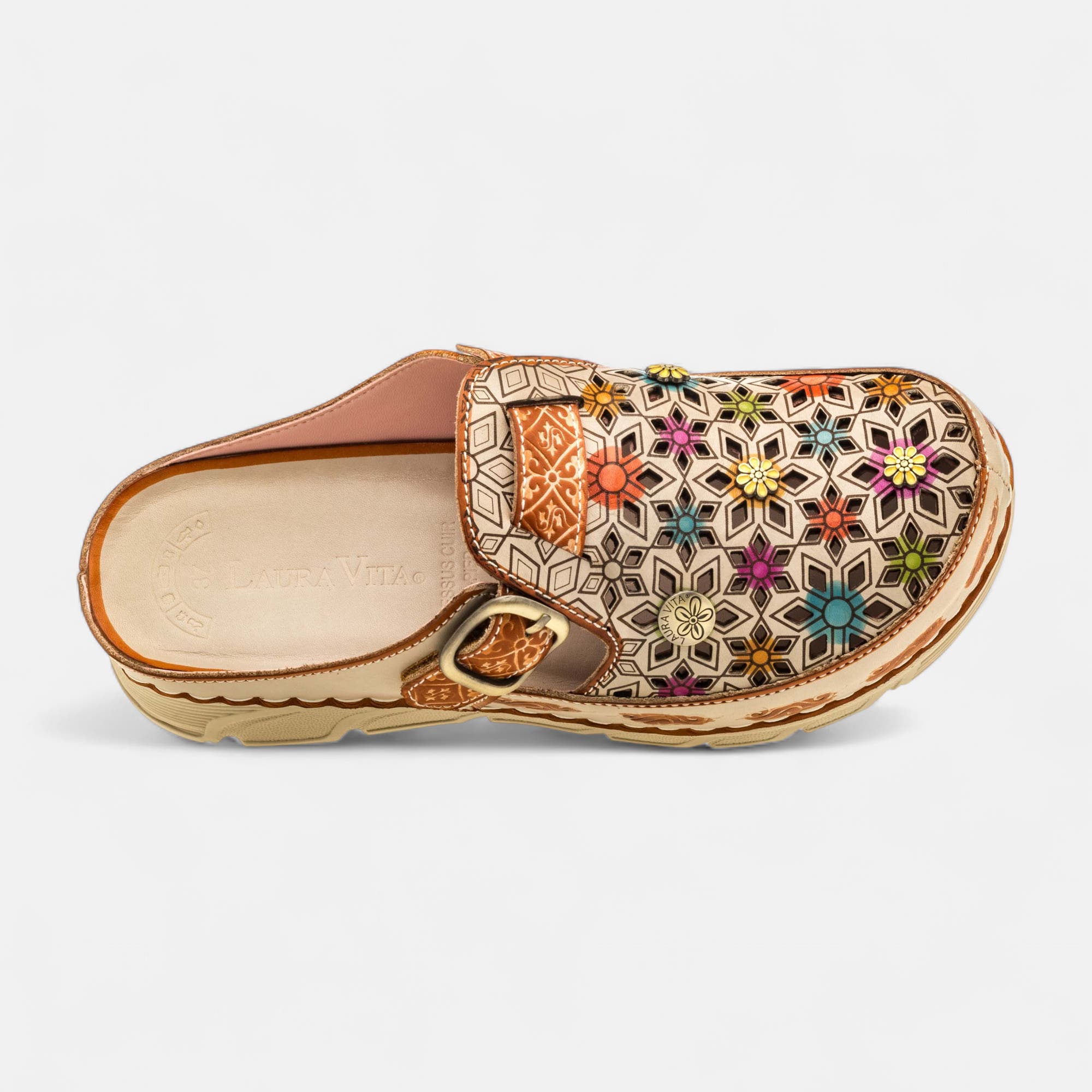Mules Femme en cuir camel