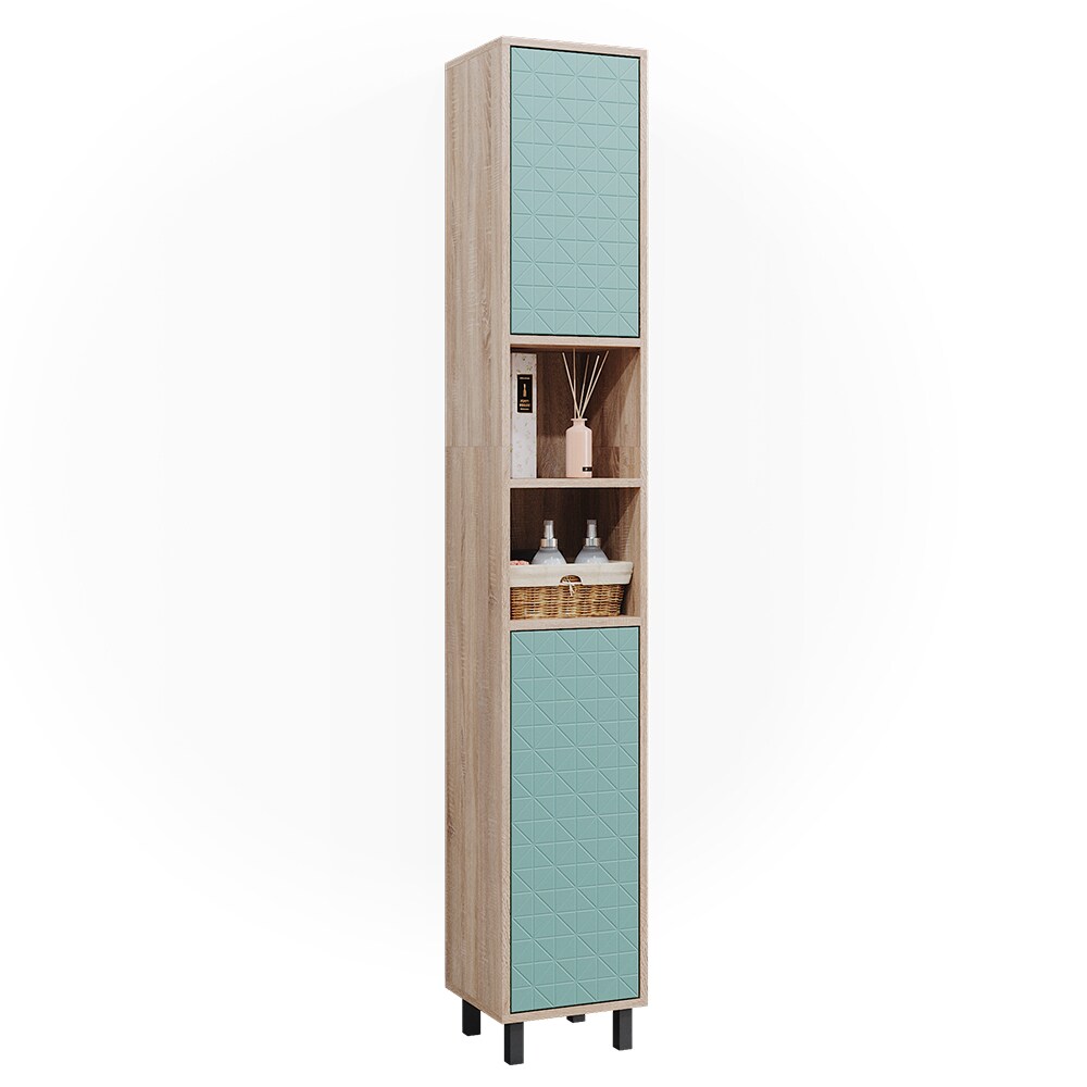 Vicco Hochschrank für Badezimmer Agasta 30cm schmal sonoma, Badschrank 3D Optik