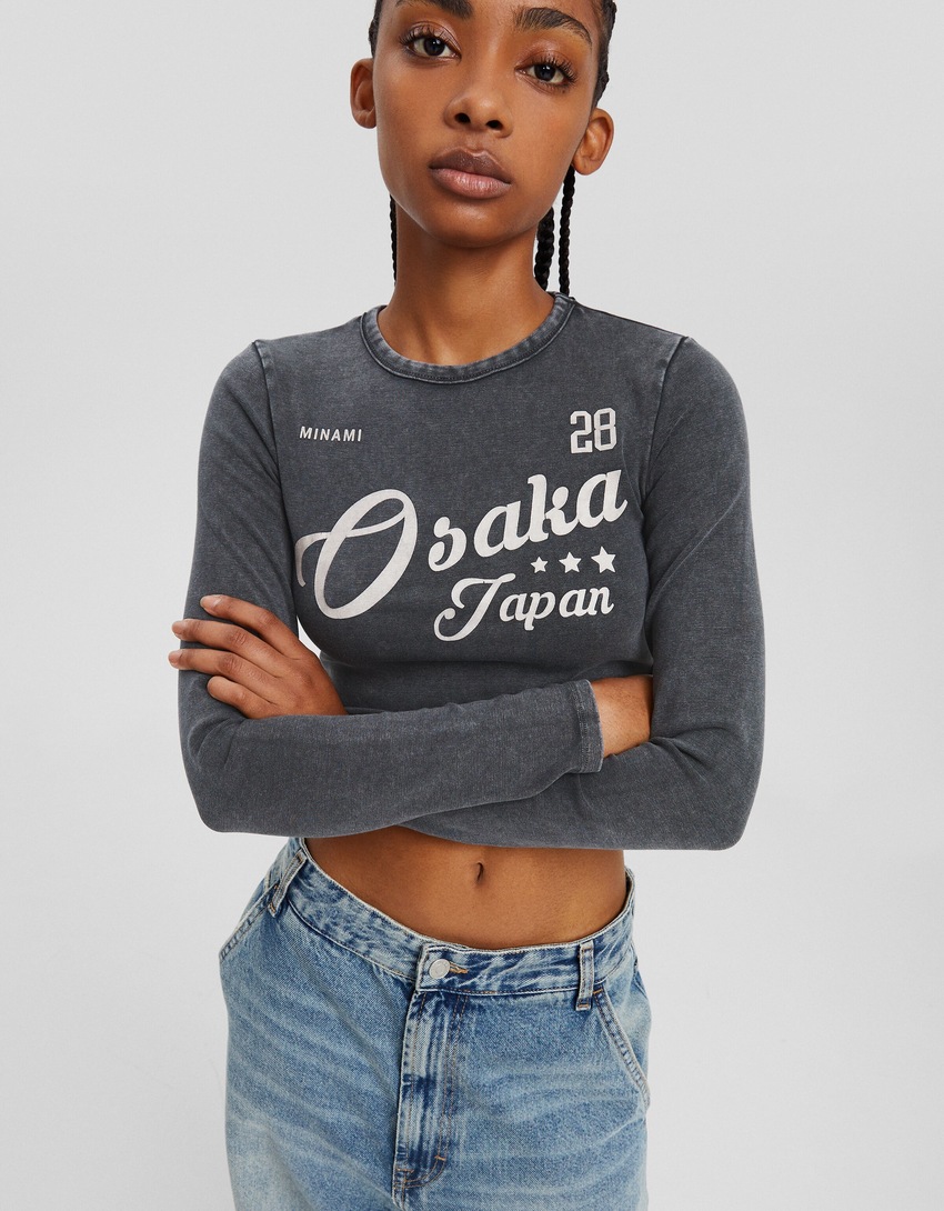 Camiseta de manga comprida estampada