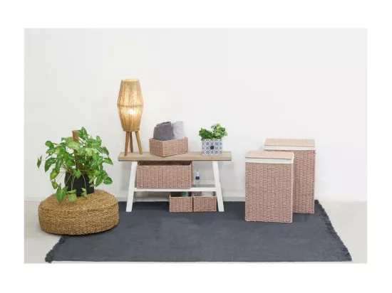 Paniers à linge en papier cordé taupe avec corbeilles (Lot de7)
