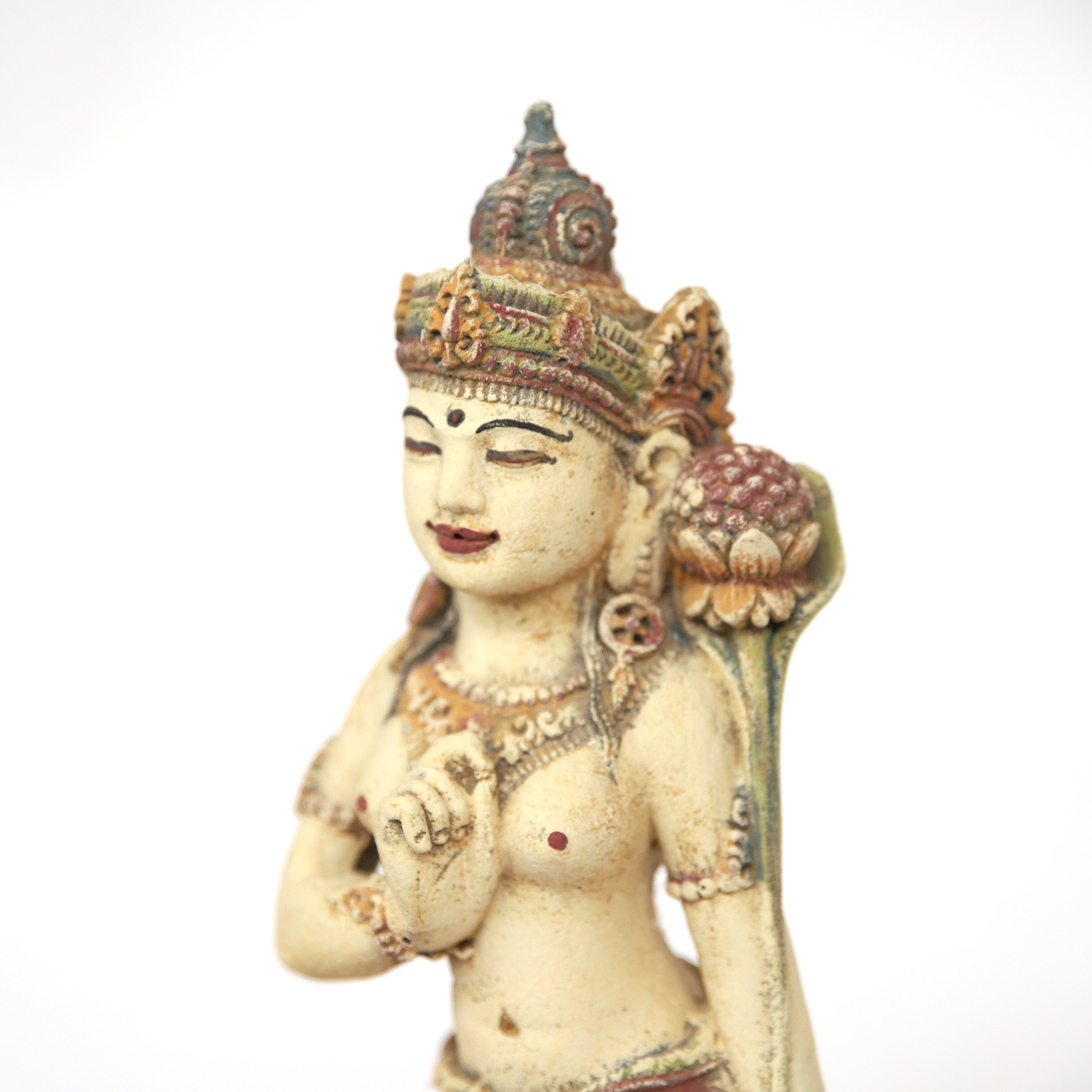 Steinfigur 'Tara Göttin mit Lotus', multicolor, H 40 cm, B 14 cm, T 14 cm von fischer's lagerhaus