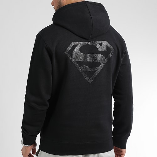 Sweat Capuche Glitter Chest And Back Logo Noir