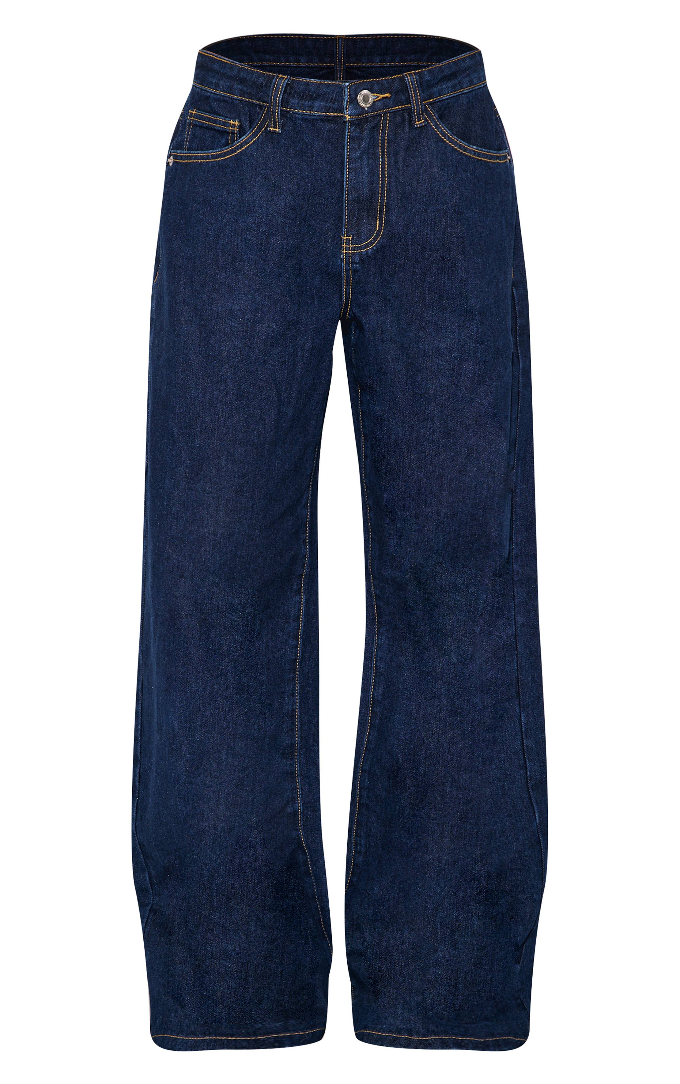 Bleu Indigo Jean Boyfriend Taille Basse À Jambe Large