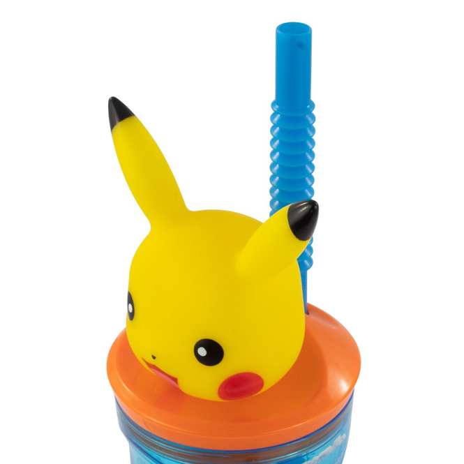 Pokémon - Trinkbecher Pikachu mit Trinkhalm - blau