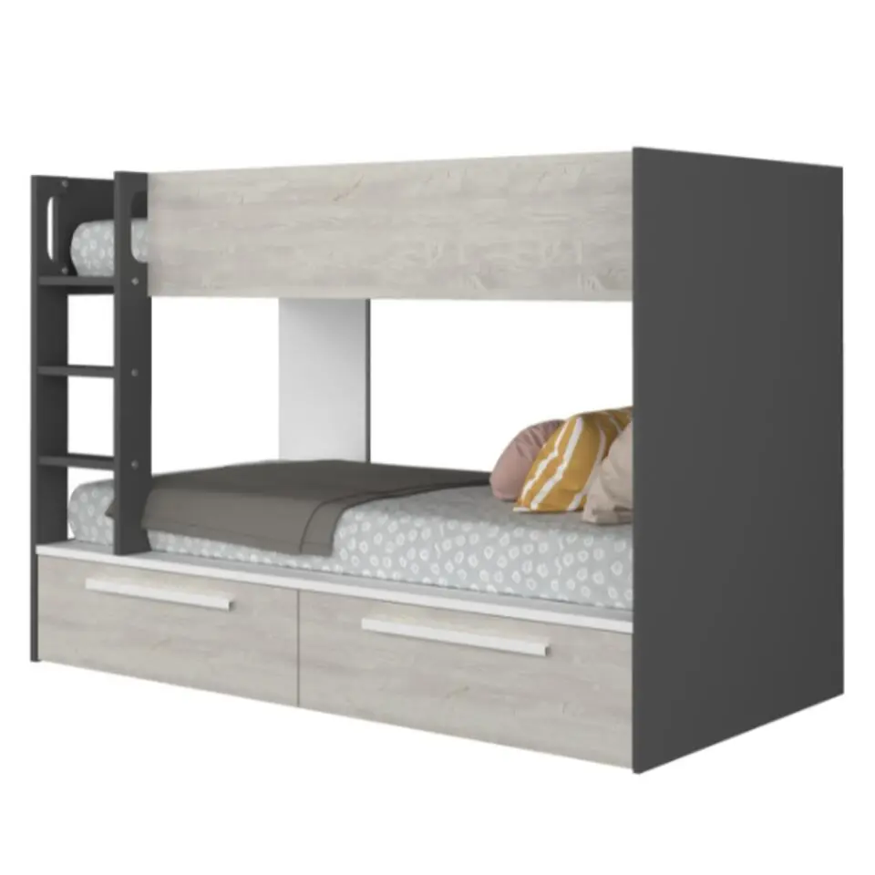 Stapelbed Fleur met bedlades - grijs