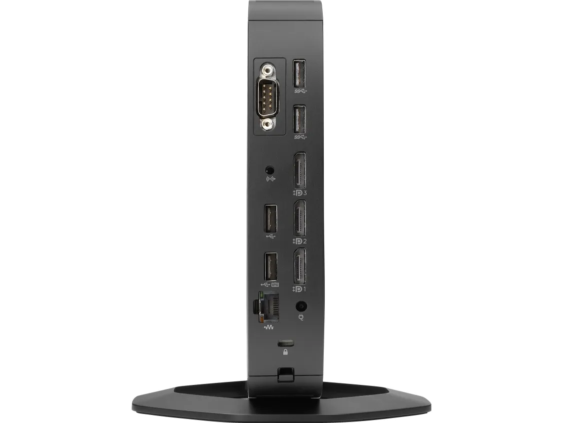 HP t640 - Tynd klient - SFF - 1 x Ryzen Embedded R1505G / op til 3.3 GHz - RAM 8 GB - flash 128 GB - Radeon Vega 3 - Gigabit Ethernet, Bluetooth 5.2 - Win 10 IoT Enterprise 2019 LTSB for Thin Clients 64-bit - skærm: ingen