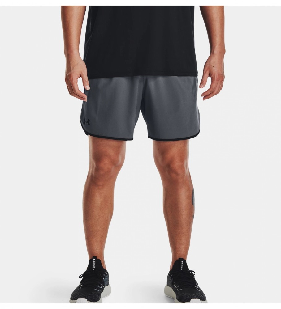 Calça Under Armour UA HIIT cinza, curta, 15 cm