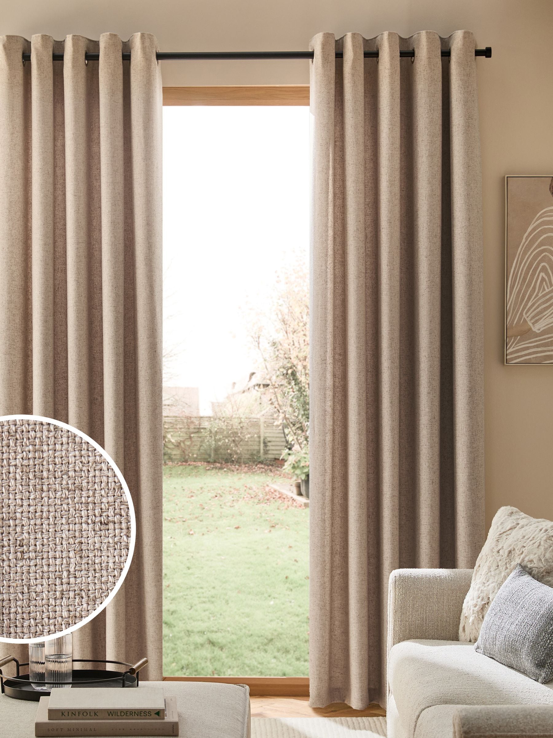 Soft Weave Linen Blend Eyelet Curtains