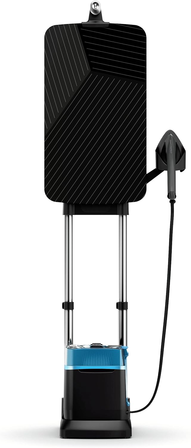 Tefal Ixeo Power All-In-One Dampfglätter, inkl. 3-Positionen Smart Board, 5,8 bar Dampfdruck, Hochdruckdampf-Technologie, 200 g/Min. extra Dampfstoß, erfrischt & desinfiziert, schwarz/blau, QT2022