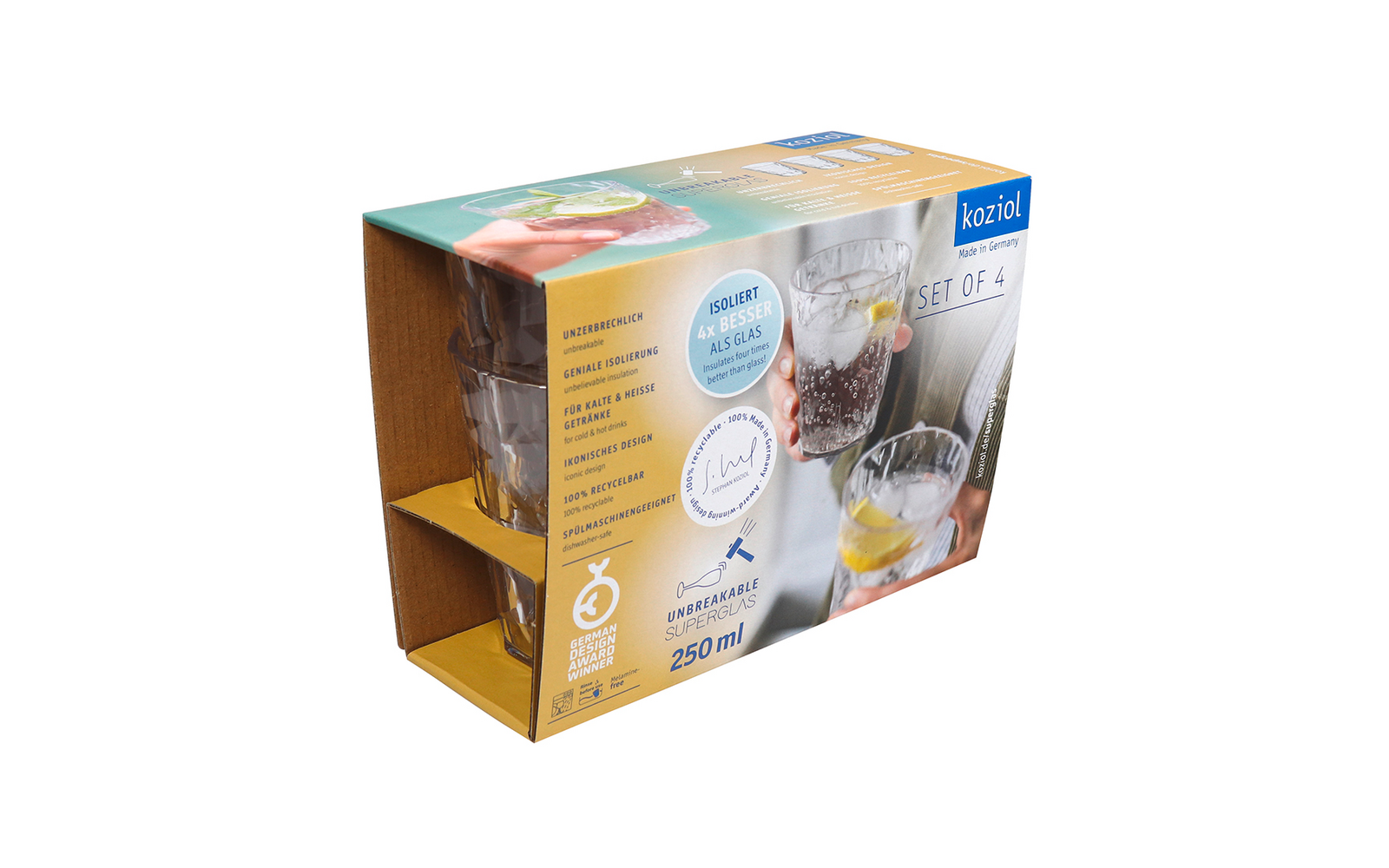 Koziol 4er-Set Superglas 250ml CLUB No. 1