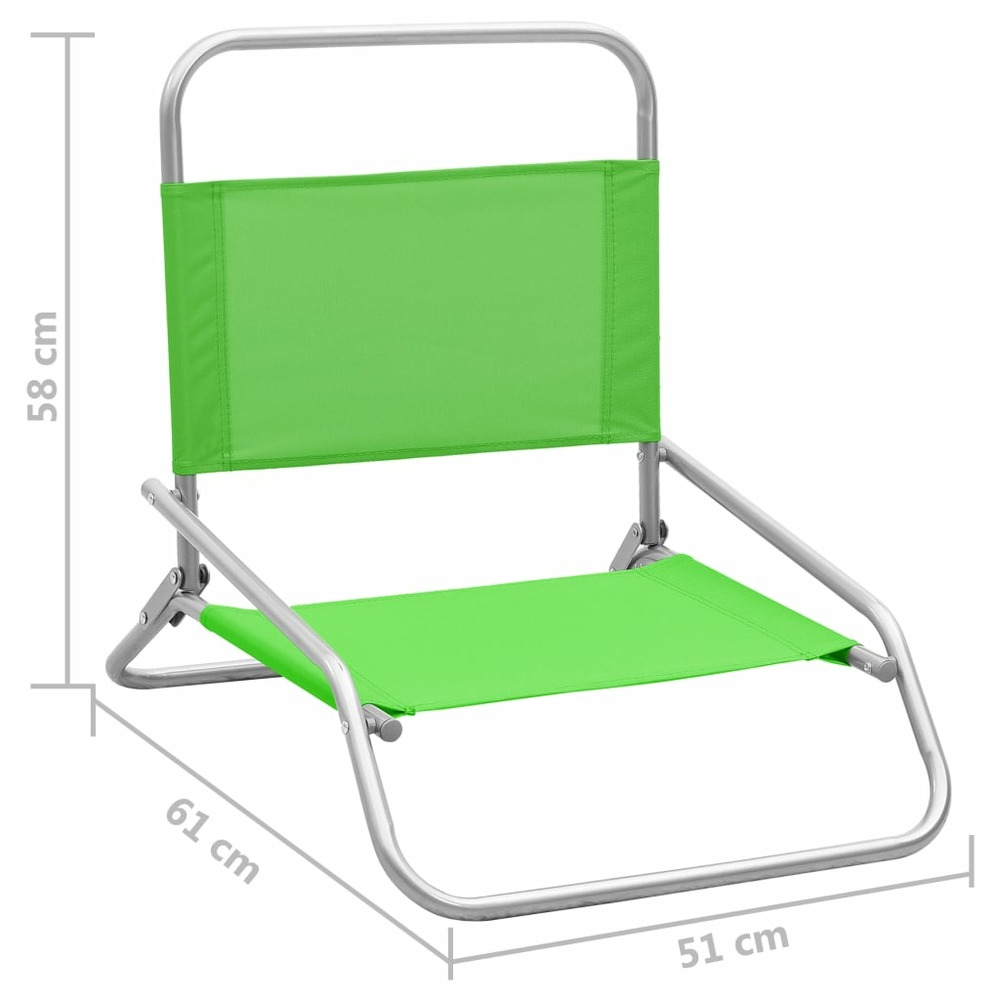 Chaises de plage pliables 2 pcs vert tissu