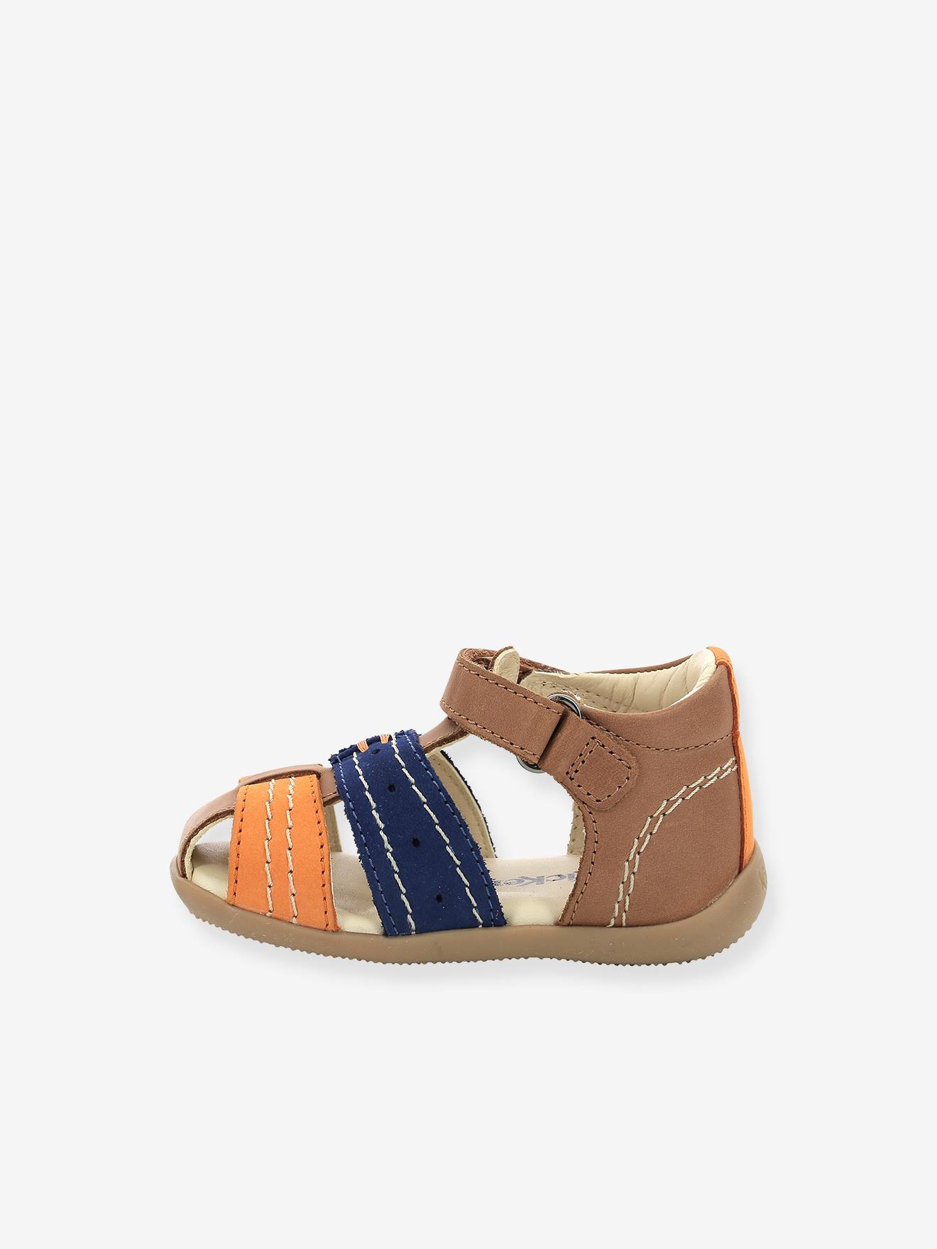 Sandálias de couro para bebê Bigbazar-2 Iconique Biboo KICKERS®, marrom médio, lisas