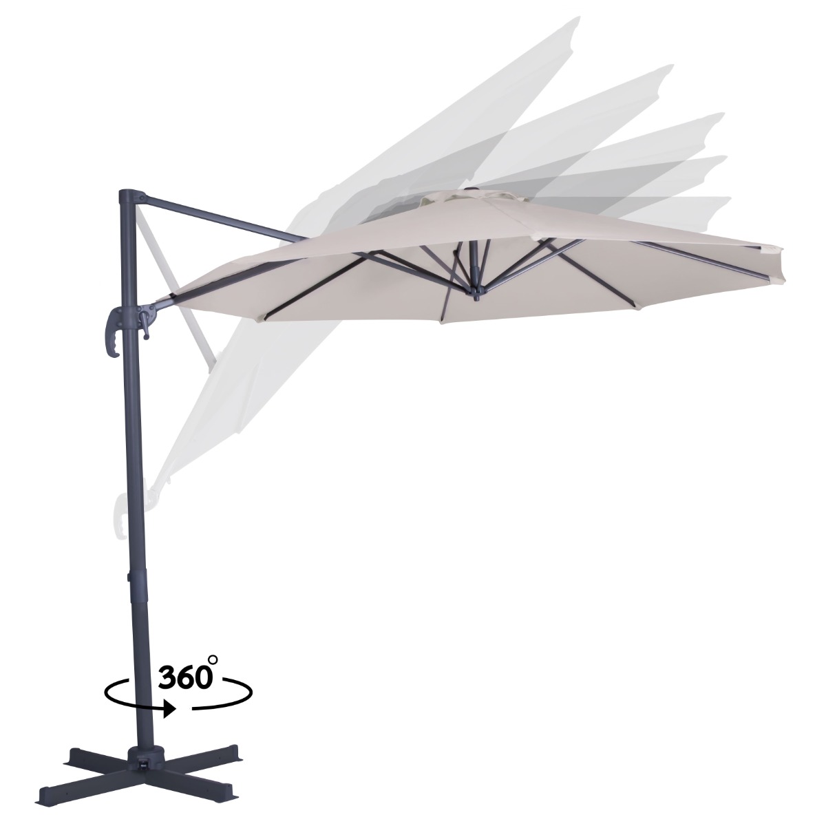 VONROC Bardolino Ø300 cm Premium zweefparasol - Beige