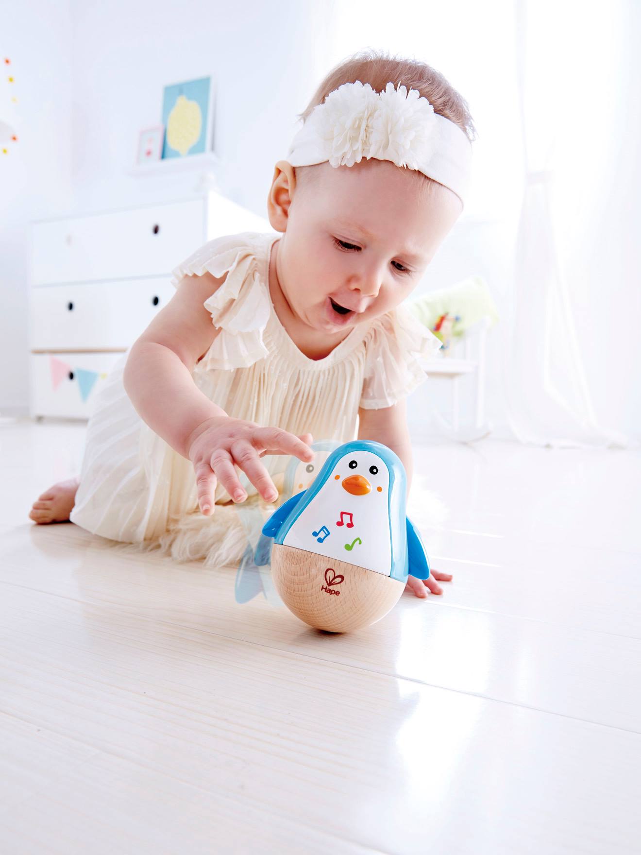 Pinguim Musical Pop-Up Azul da HAPE