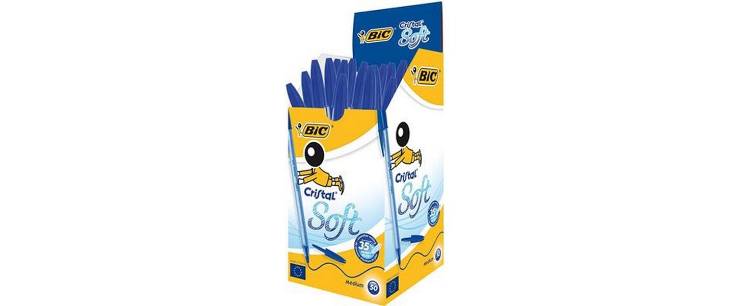 Kugelschreiber Cristal Soft 0.35 mm, 50 Stück, BlauKlassischer Bic Cristal Kuli