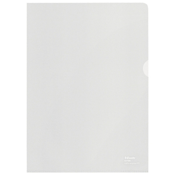 Esselte Pochette coin A4 en polypropylène recyclé grainé 100 microns incolore - Boîte de 100