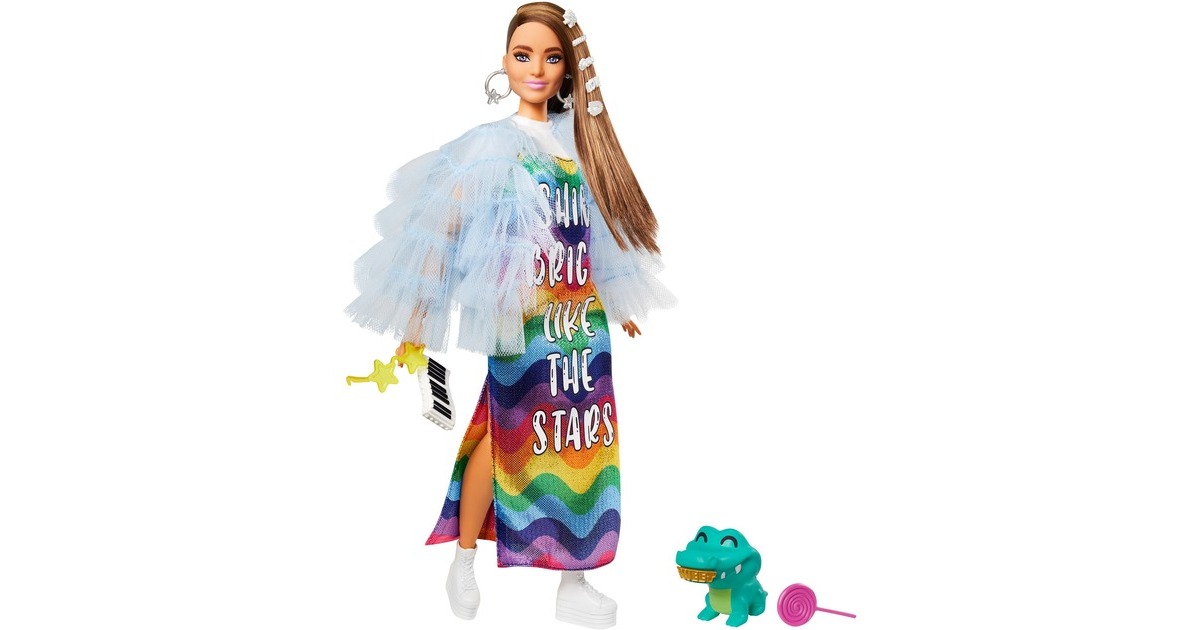 BarbieExtra #9 - Blue Ruffled Jacket with Pet Crocodile Pop