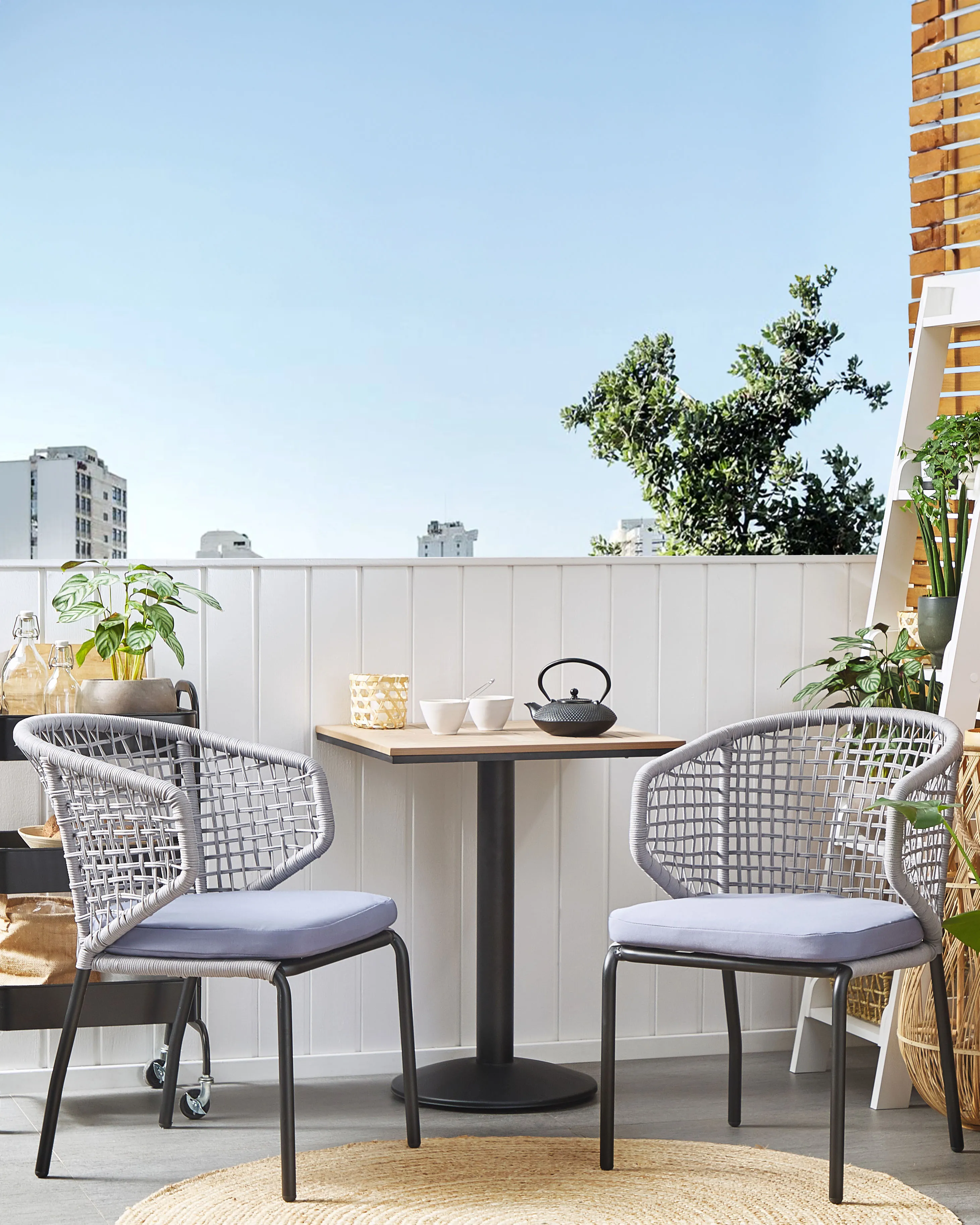 Set van 2 stoelen met zitkussen PALMI Metaal Grijs