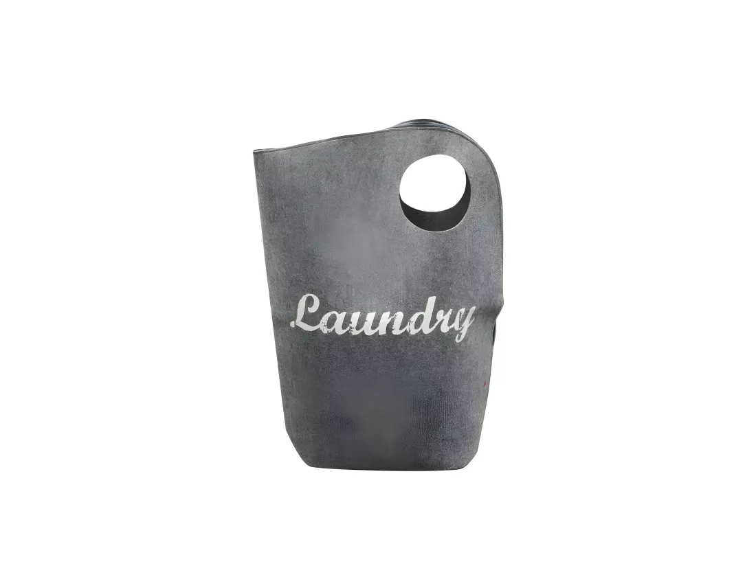 Sac à linge en feutrine gris avec anses et fermeture - LAUNDRY
