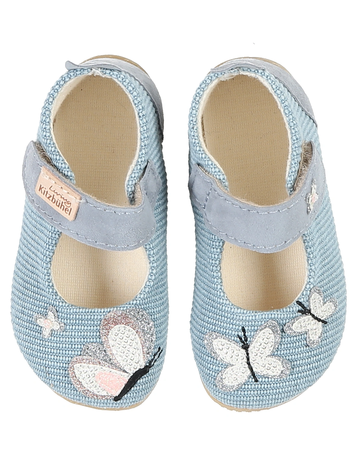 Ballerina-Hausschuhe SCHMETTERLING in sky blue