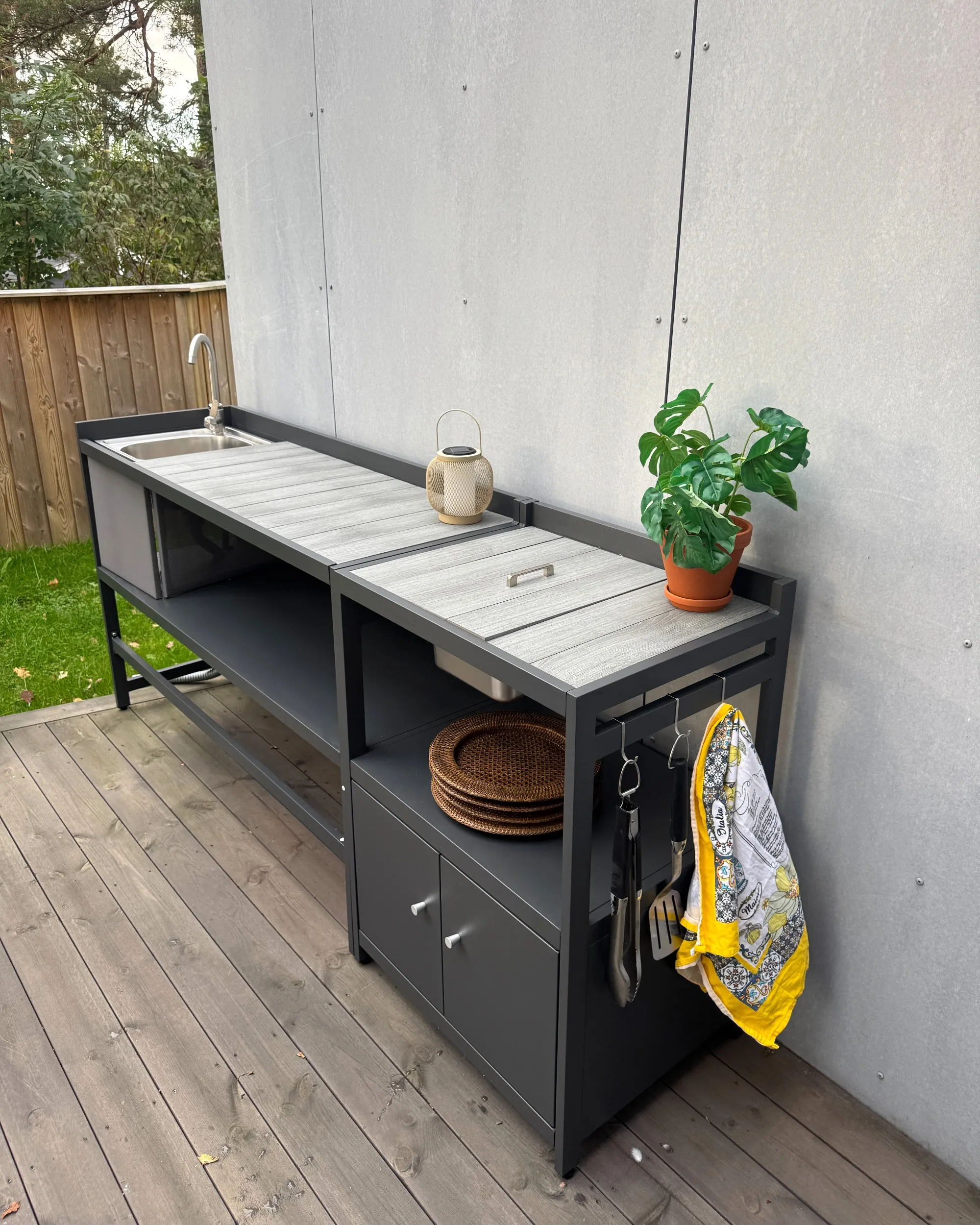 Tuin keukenset met spoelbak ORTISEI Metaal Grafietgrijs