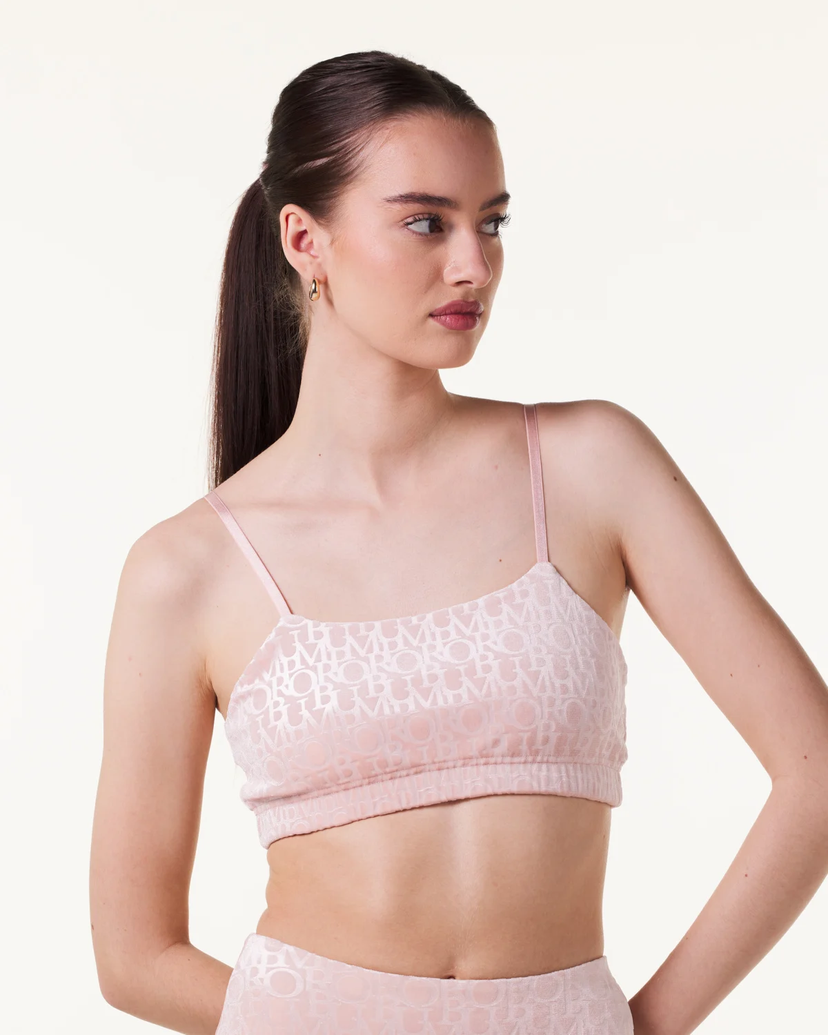 Bumpro Logomania Velour Bralette Pink Evening