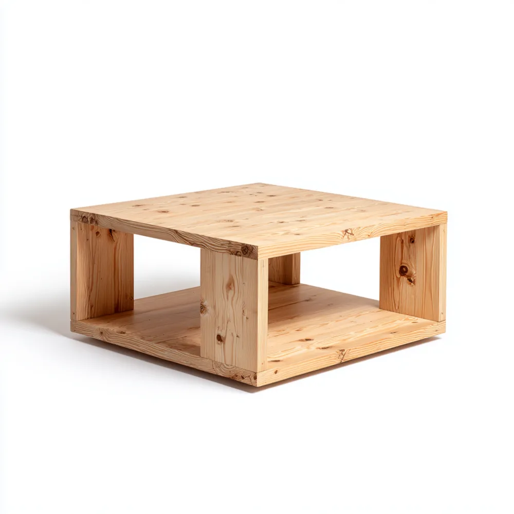 Couchtisch Massivholz 80x80x40 cm – Natur – Modernes Design