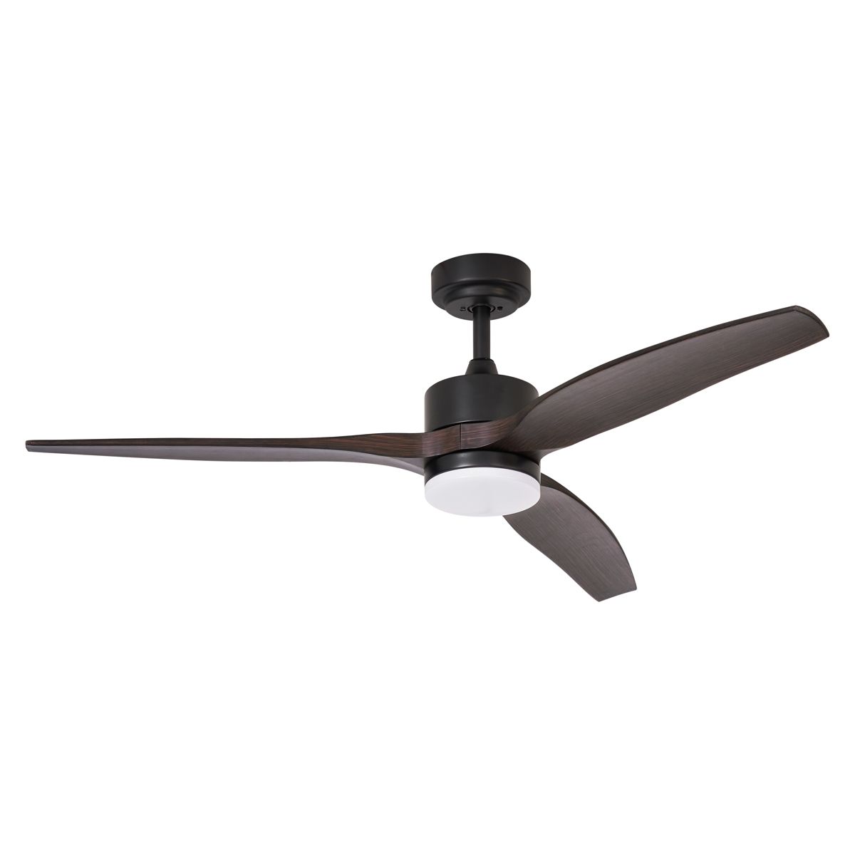 Plafondventilator zwart met hout print 132cm incl. LED dimbaar met afstandsbediening - Joly