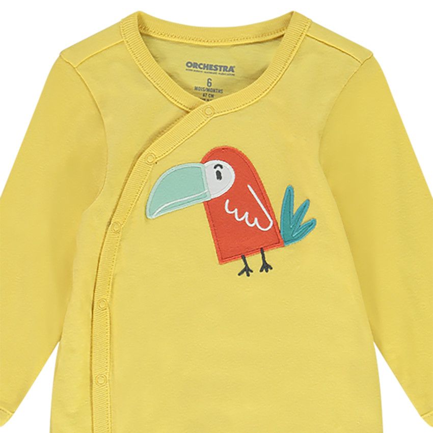 Lot de 3 dors bien en jersey imprimé toucans pour bébé garçon - Jaune