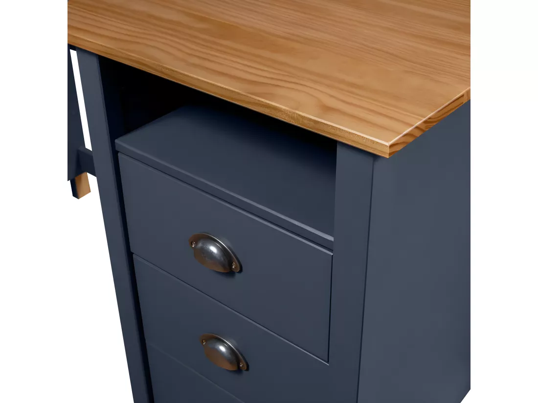 Bureau Hill avec 3 tiroirs Gris 120x50x74 cm Pin solide