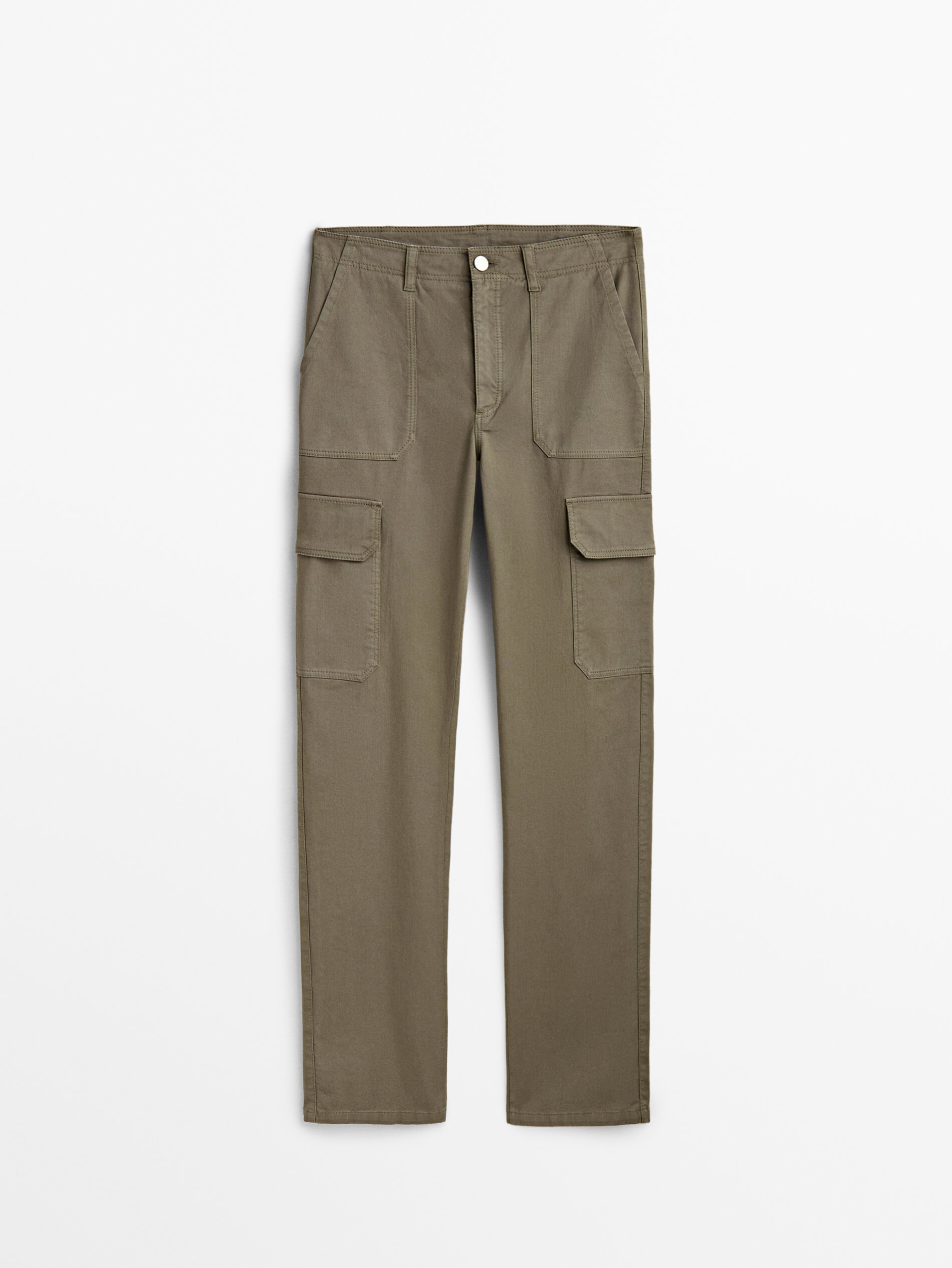 Calça cargo em mistura de algodão - cáqui