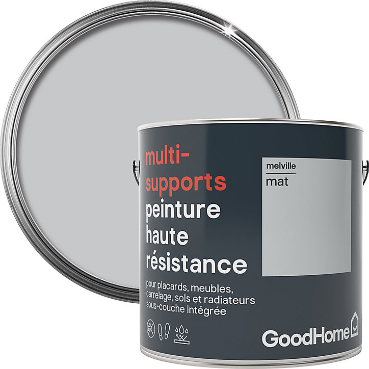 Peinture haute résistance multi-supports GoodHome gris Melville mat 2L