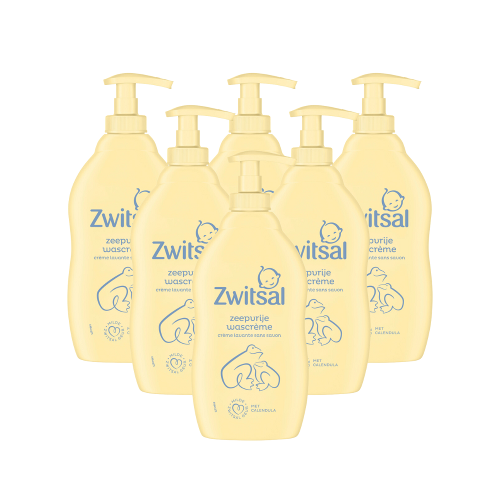 6x Zwitsal Wascreme Pompje Zeepvrij (400 ml)