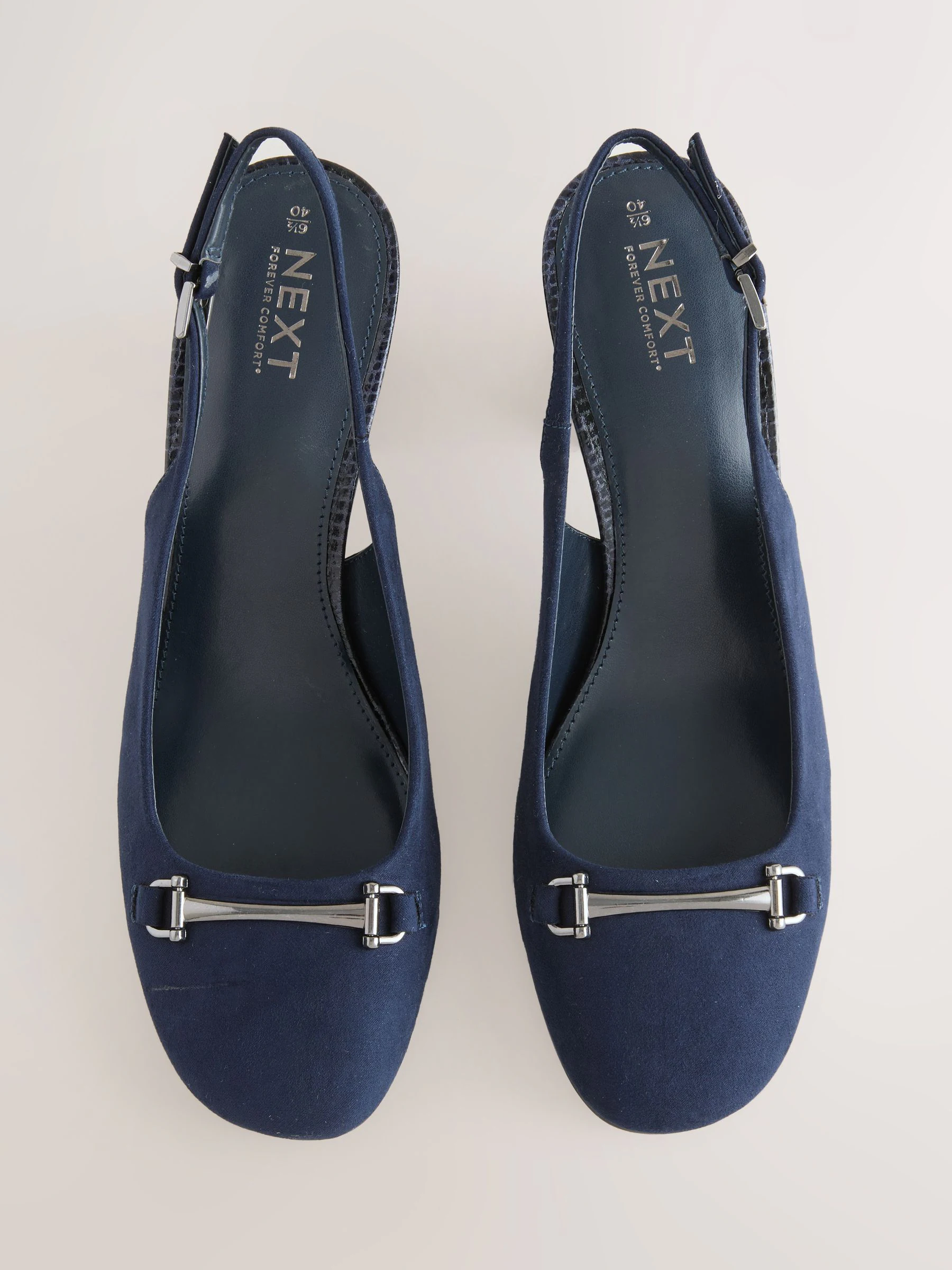 Marineblauw - Hardware Slingback Block Heels