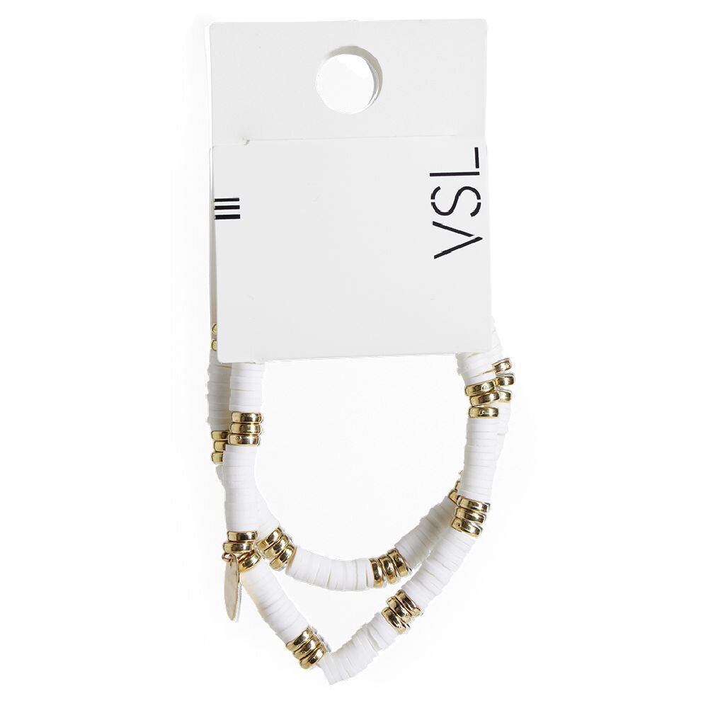 Lot de 2 bracelets perles Heishi avec pampille blanc et doré