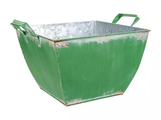 Macetero en métal vert 29.5/24x24x16.5/19h b:15.5x15.5