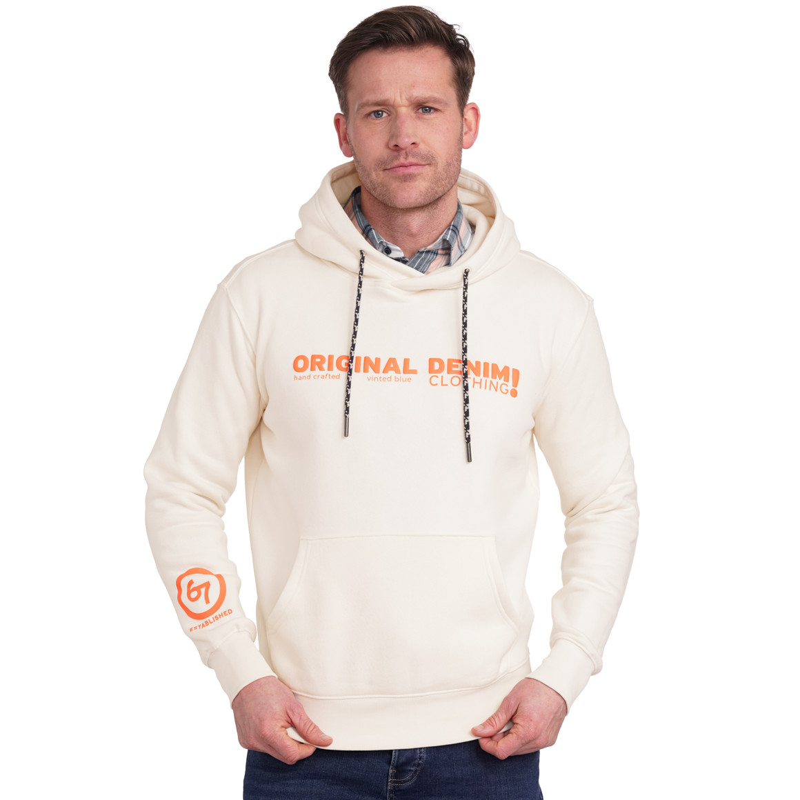VanVaan Denim Herren Hoodie mit Print creme