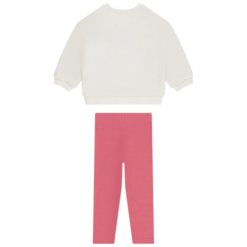 Ensemble 2 pièces en molleton pour bébé fille - Ecru