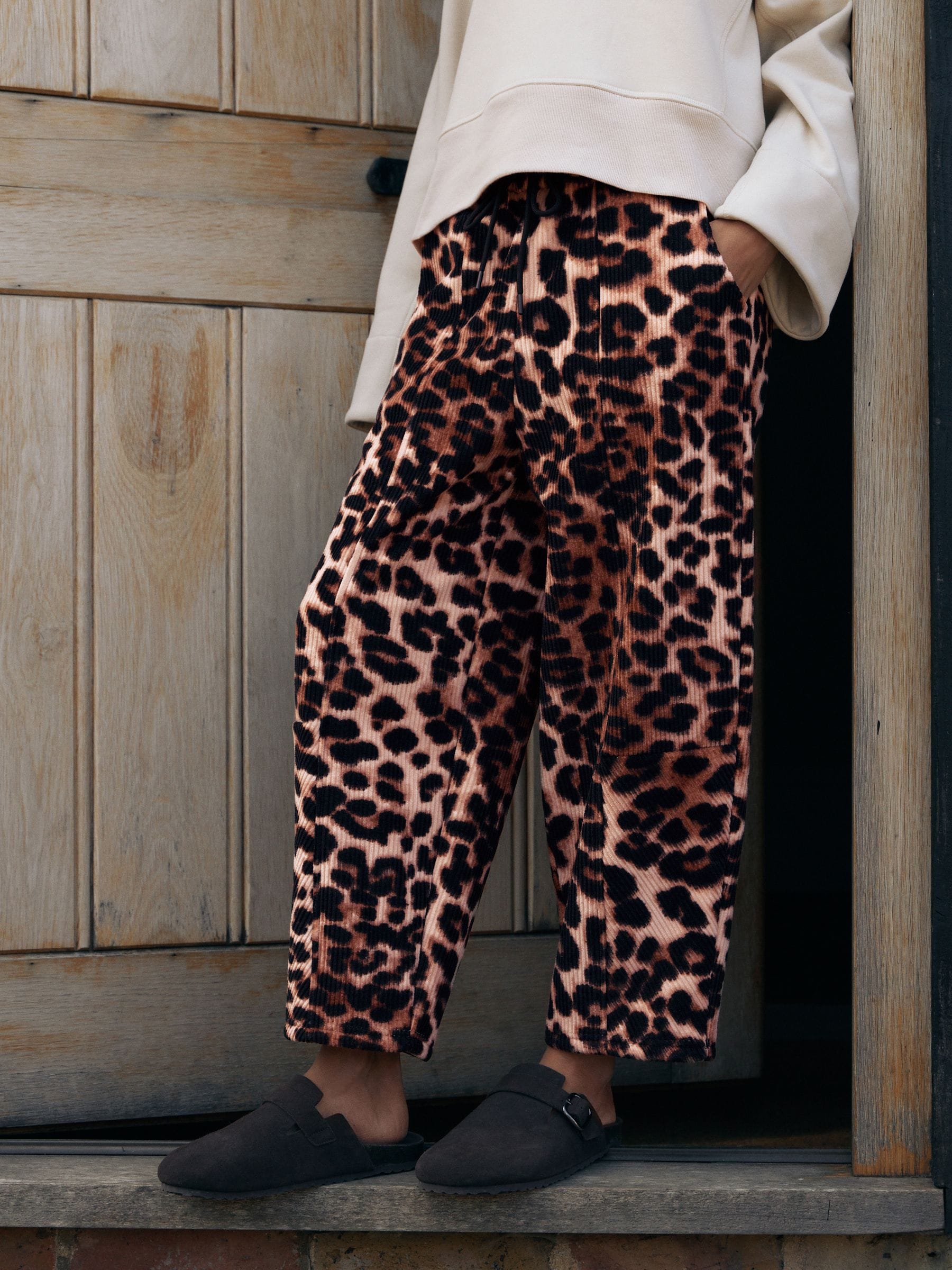 Dierenprint - Broek met wijde kortere pijpen