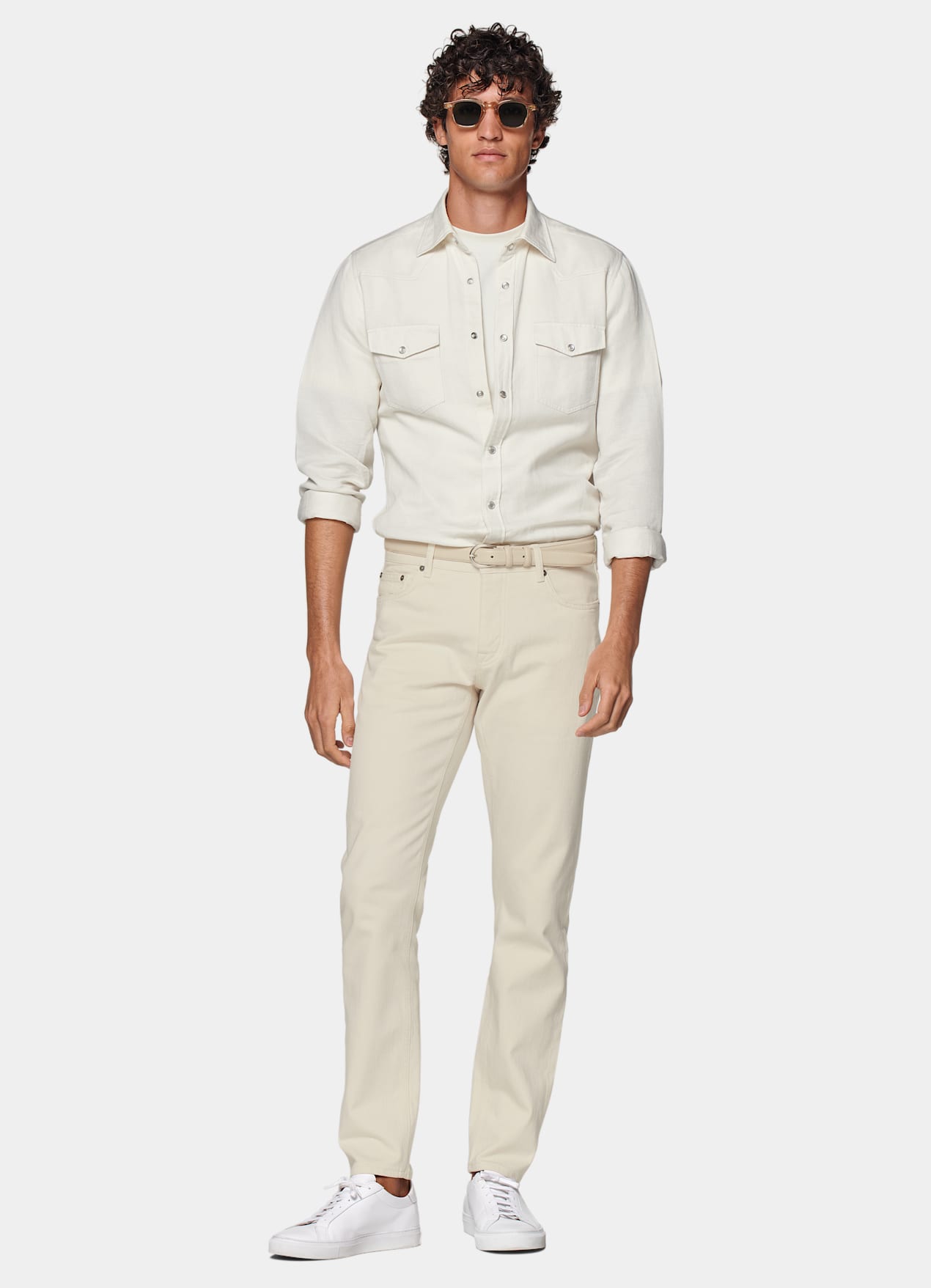 Chemise western blanc cassé
