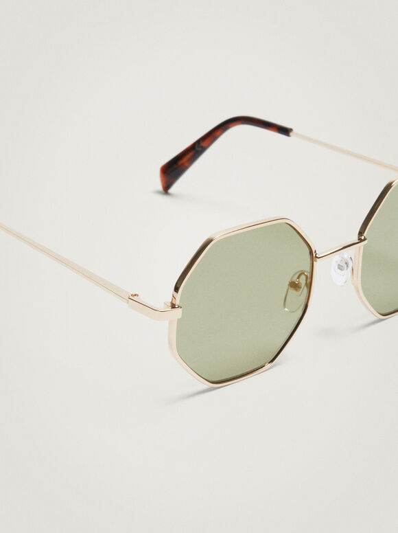 Gafas De Sol Hexagonales - Dourado